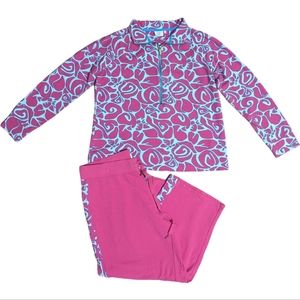 Crown and Ivy Beach 2pc Half Zip Top Elastic Waist Tie Capri Lounge Pants L